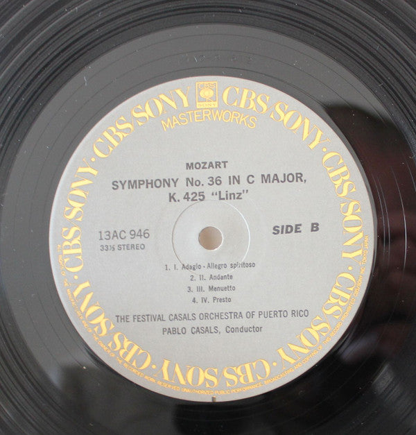 Wolfgang Amadeus Mozart - Casals Conducts Mozart: Symphony No. 35 "Haffner" Symphony No. 36 "Linz" (Vinyl, LP, Compilation, Stereo) Near Mint (NM or M-) / Very Good (VG)