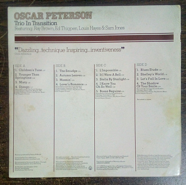 Oscar Peterson - Trio In Transition (2xVinyl, LP, Compilation, Remastered) Very Good Plus (VG+) / Good Plus (G+)
