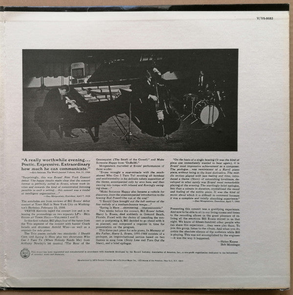 The Bill Evans Trio - Bill Evans At Town Hall (Volume One) (Vinyl, LP, Album, Reissue, Stereo) Very Good Plus (VG+) / Very Good Plus (VG+)
