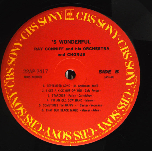 Ray Conniff - 'S Wonderful! (Vinyl, LP, Album, Reissue, Mono) Very Good Plus (VG+) / Very Good (VG)
