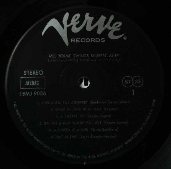 Mel Tormé - Swings Shubert Alley (Vinyl, LP, Album, Stereo) Very Good Plus (VG+) / Very Good Plus (VG+)