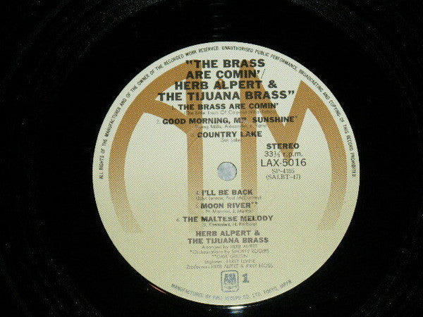 Herb Alpert & The Tijuana Brass - The Brass Are Comin' (Vinyl, LP, Album) Very Good Plus (VG+) / Very Good Plus (VG+)