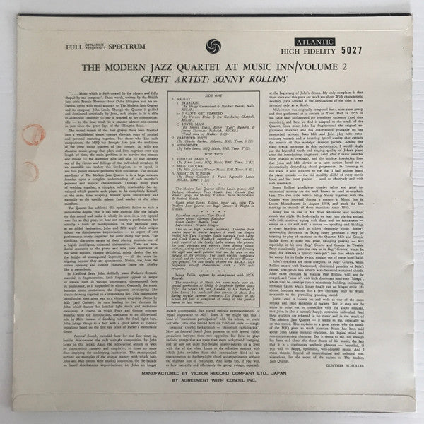 The Modern Jazz Quartet - At Music Inn (Vinyl, LP, Album, Mono) Very Good (VG) / Very Good (VG)