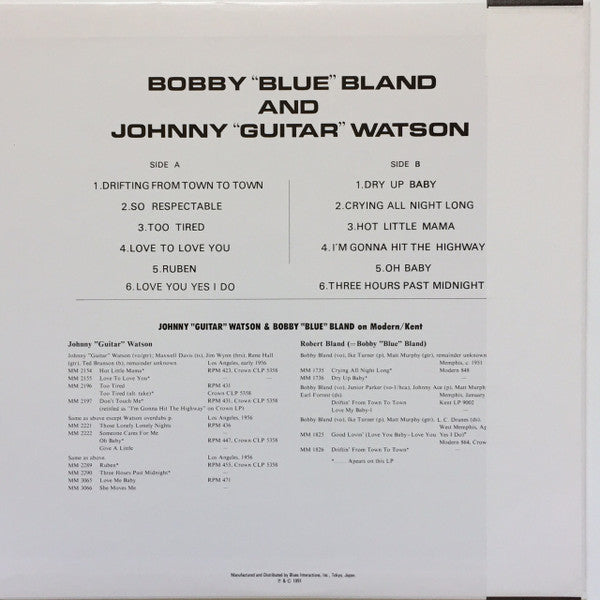Bobby Bland - Bobby "Blue" Bland And Johnny "Guitar" Watson (Vinyl, LP, Limited Edition, Reissue, Mono) Very Good (VG) / Very Good Plus (VG+)