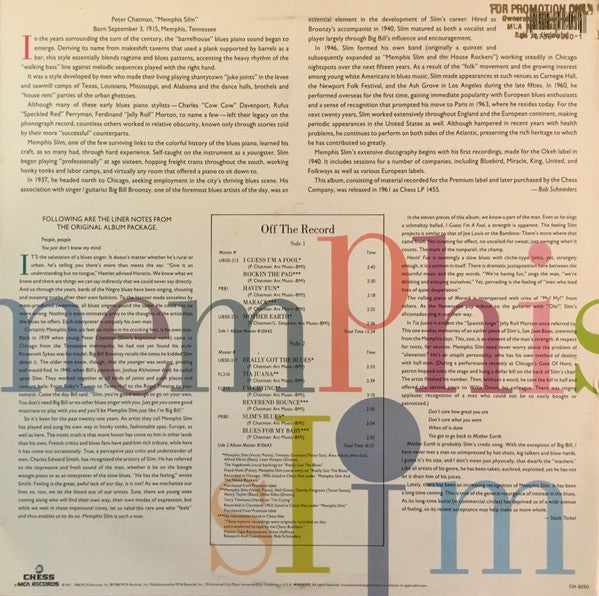 Memphis Slim - Memphis Slim (Vinyl, LP, Album, Reissue) Very Good Plus (VG+) / Very Good Plus (VG+)