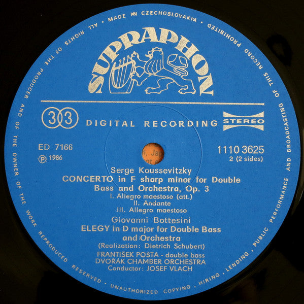 Giovanni Bottesini - Double Bass Concertos (Vinyl, LP, Stereo) Very Good Plus (VG+) / Very Good Plus (VG+)