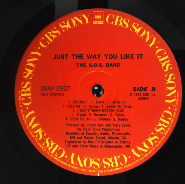 The S.O.S. Band - Just The Way You Like It (Vinyl, LP, Album) Very Good Plus (VG+) / Very Good (VG)