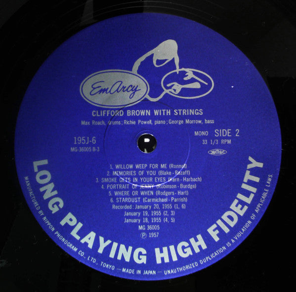 Clifford Brown - Clifford Brown With Strings (Vinyl, LP, Album, Reissue, Mono) Very Good (VG) / Very Good (VG)