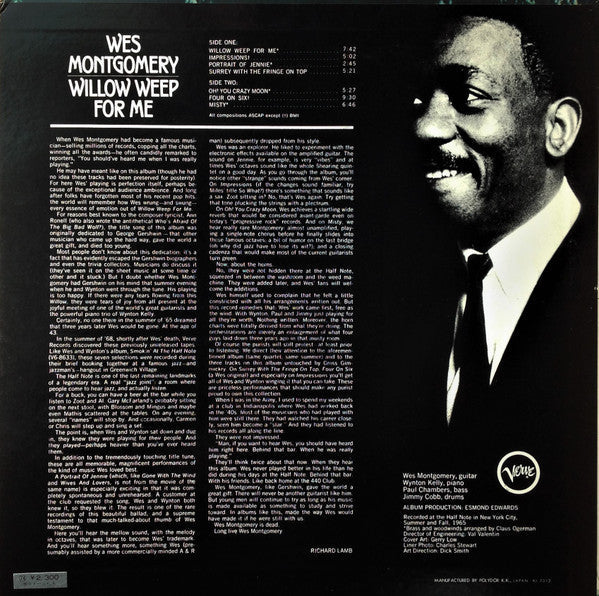 Wes Montgomery - Willow Weep For Me = ウィロウ・ウィープ・フォー・ミー (Vinyl, LP, ...