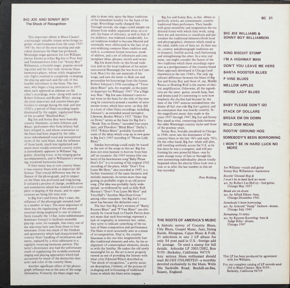 Big Joe Williams - Big Joe Williams And Sonny Boy Williamson (Vinyl, LP, Compilation) Very Good Plus (VG+) / Very Good (VG)