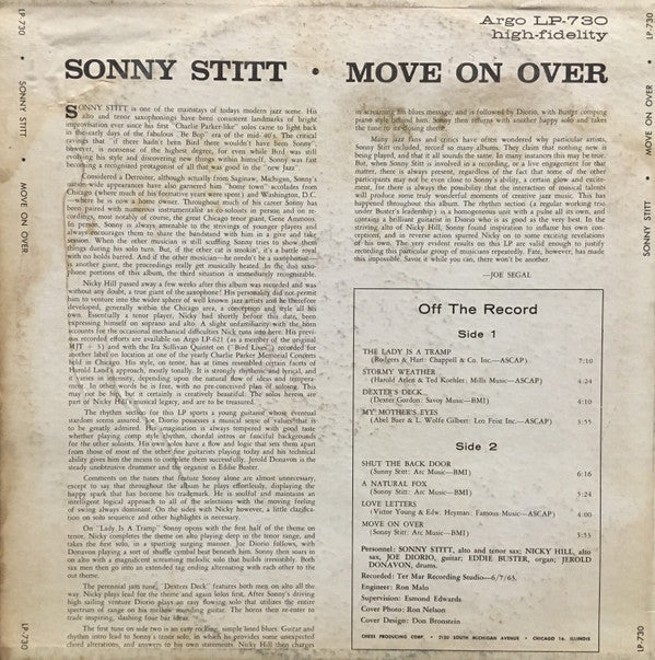 Sonny Stitt - Move On Over (Vinyl, LP, Album, Stereo) Good Plus (G+) / Very Good (VG)