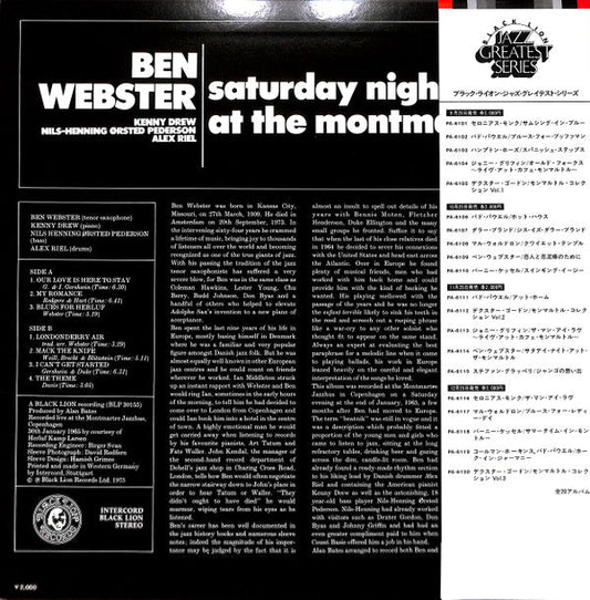 Ben Webster - Saturday Night At The Montmartre (Vinyl, LP, Album, Reissue, Stereo) Very Good Plus (VG+) / Very Good Plus (VG+)
