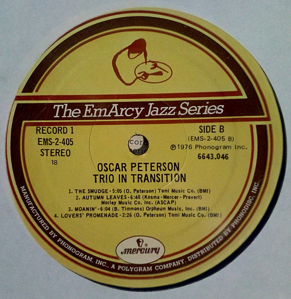 Oscar Peterson - Trio In Transition (2xVinyl, LP, Compilation, Remastered) Very Good Plus (VG+) / Good Plus (G+)