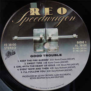 REO Speedwagon - Good Trouble (Vinyl, LP, Album, Stereo) Very Good (VG) / Very Good Plus (VG+)