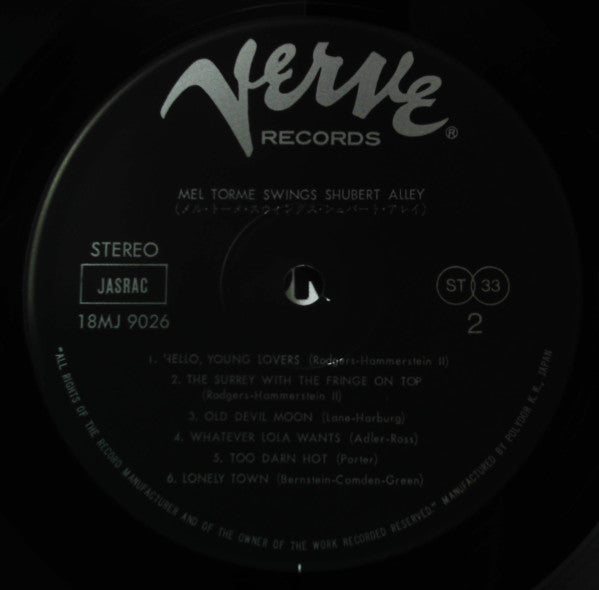 Mel Tormé - Swings Shubert Alley (Vinyl, LP, Album, Stereo) Near Mint (NM or M-) / Very Good Plus (VG+)