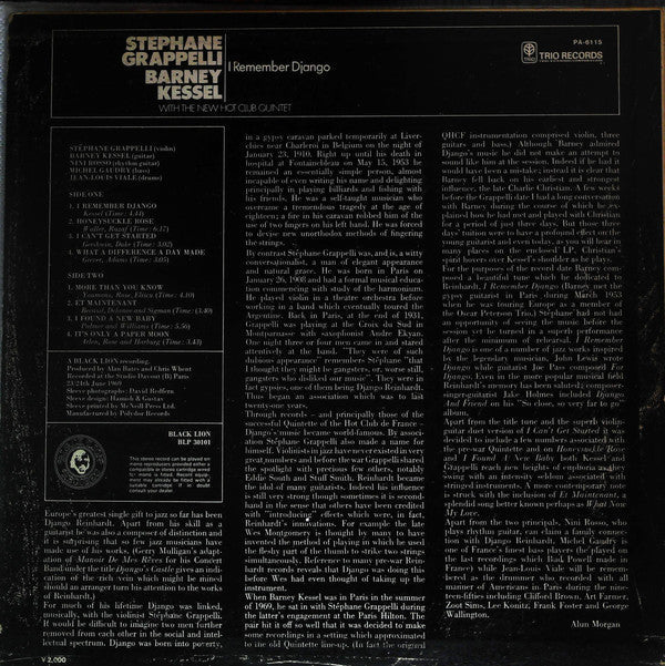 Stéphane Grappelli - I Remember Django (Vinyl, LP, Album, Reissue, Stereo) Very Good Plus (VG+) / Very Good Plus (VG+)