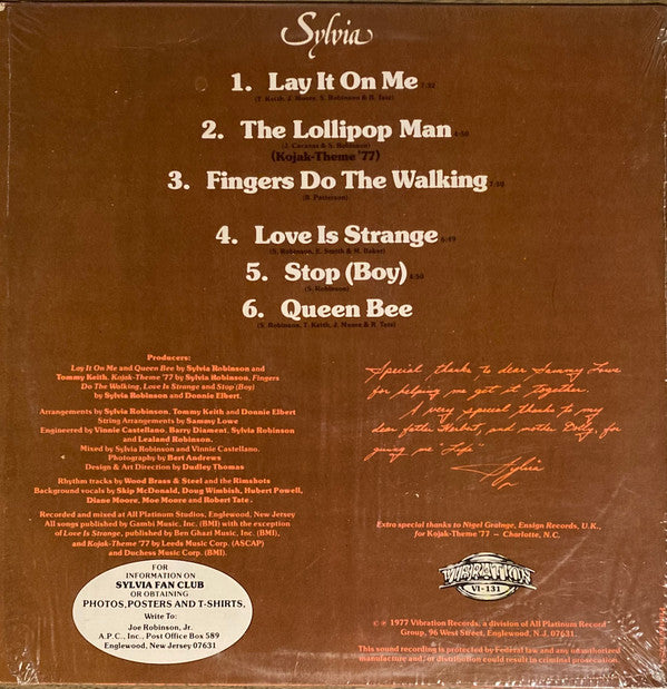 Sylvia Robinson - Lay It On Me (Vinyl, LP, Album) Very Good Plus (VG+) / Very Good (VG)