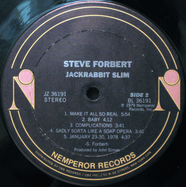 Steve Forbert - Jackrabbit Slim (Vinyl, LP, Album) Very Good Plus (VG+) / Very Good (VG)