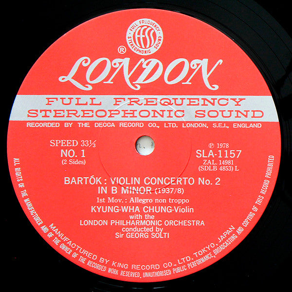 Béla Bartók - Violin Concerto No.2 (Vinyl, LP, Album) Very Good Plus (VG+) / Very Good Plus (VG+)