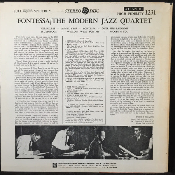 The Modern Jazz Quartet - Fontessa (Vinyl, LP, Album, Reissue, Stereo) Very Good Plus (VG+) / Very Good Plus (VG+)