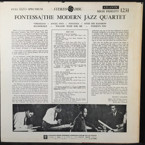 The Modern Jazz Quartet - Fontessa (Vinyl, LP, Album, Reissue, Stereo)