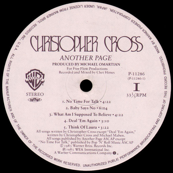 Christopher Cross - Another Page (Vinyl, LP, Album, Stereo)