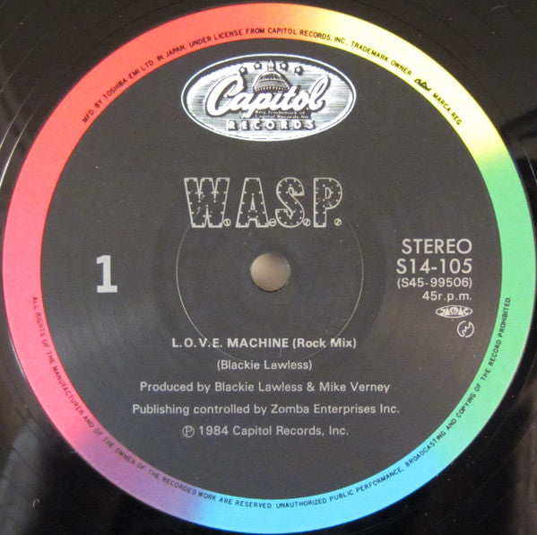WASP - LOVE Machine (Vinyl, 12", 45 RPM, Single) Near Mint (NM or M-) / Very Good Plus (VG+)