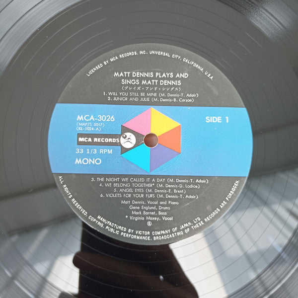 Matt Dennis - Plays And Sings Matt Dennis (Vinyl, LP, Album, Mono) Very Good (VG) / Very Good Plus (VG+)