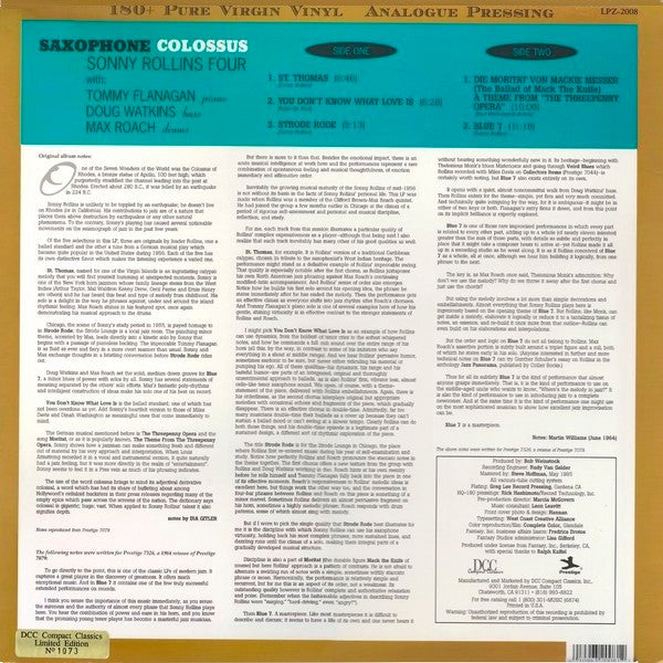 Sonny Rollins - Saxophone Colossus (Vinyl, LP, Album, Limited Editi...