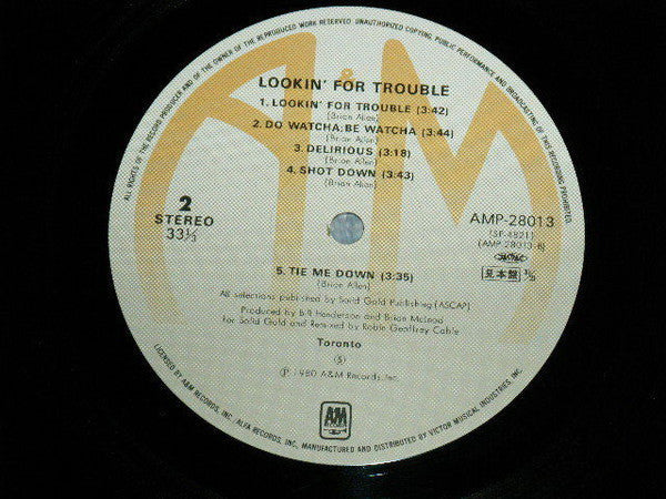 Toronto (4) - Lookin' For Trouble (Vinyl, LP, Album, Promo) Very Good Plus (VG+) / Very Good Plus (VG+)