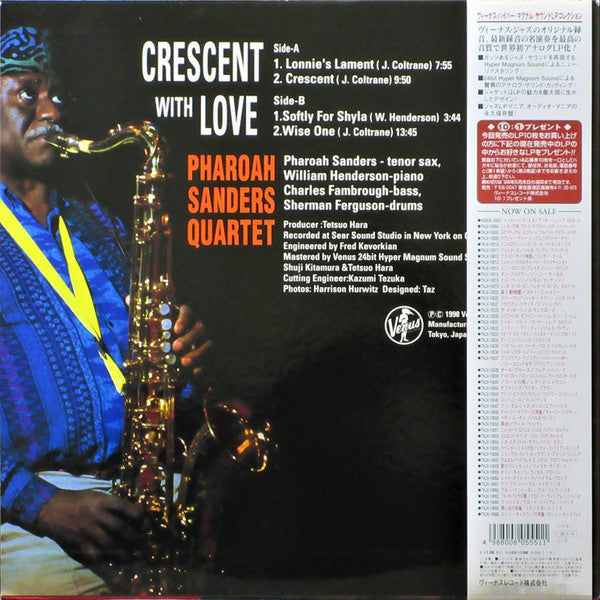 Pharoah Sanders Quartet - Crescent With Love (Vinyl, LP, Album, Stereo) Very Good Plus (VG+) / Near Mint (NM or M-)