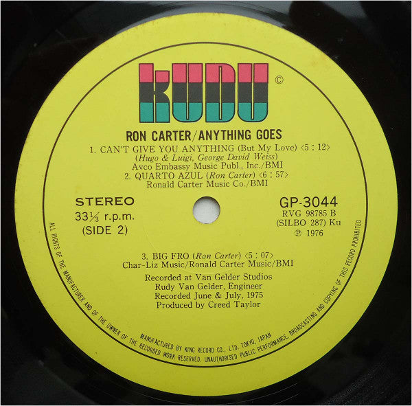 Ron Carter - Anything Goes (Vinyl, LP, Album) Very Good (VG) / Very Good (VG)