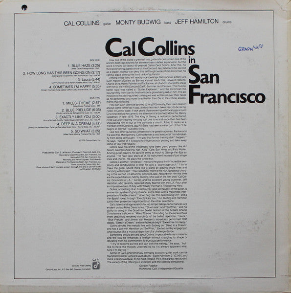 Cal Collins - Cal Collins In San Francisco (Vinyl, LP, Album) Very Good Plus (VG+) / Very Good Plus (VG+)
