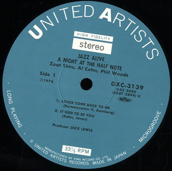Zoot Sims - Jazz Alive! A Night At The Half Note (Vinyl, LP, Album,...