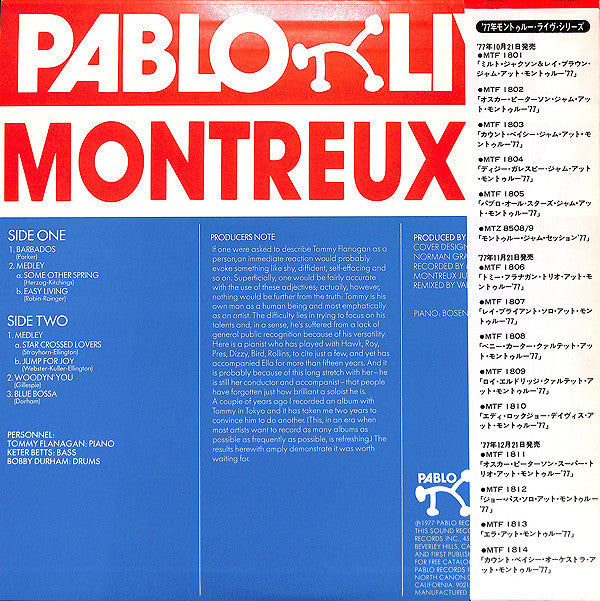 Tommy Flanagan Trio - Montreux '77 (Vinyl, LP, Album) Near Mint (NM or M-) / Near Mint (NM or M-)