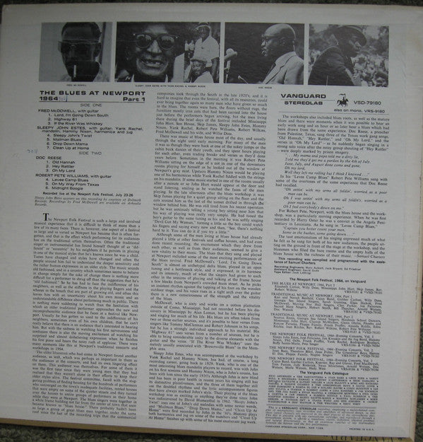 Various - The Blues At Newport / 1964 / Part 1 (Vinyl, LP, Stereo) Very Good (VG) / Very Good (VG)