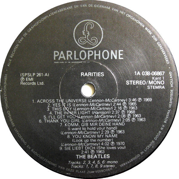 The Beatles - Rarities (Vinyl, LP, Compilation, Reissue, Stereo, Mono) Very Good Plus (VG+) / Very Good (VG)