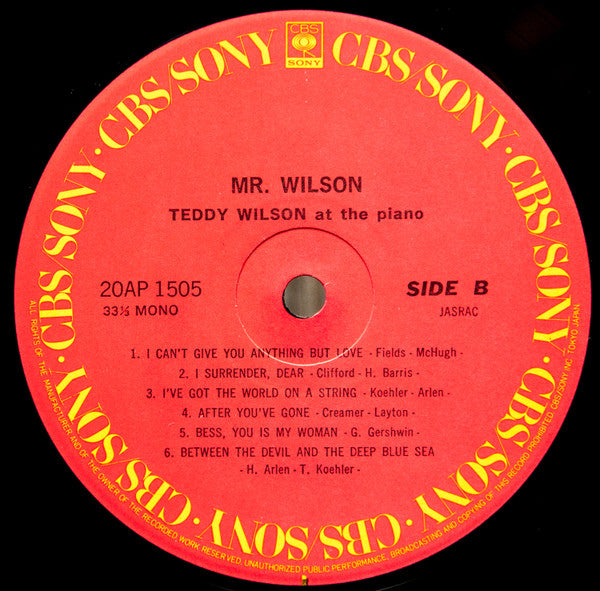 Teddy Wilson - Mr. Wilson (The Fabulous Teddy Wilson At The Piano) ...