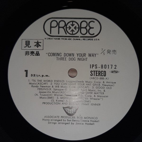 Three Dog Night - Coming Down Your Way (Vinyl, LP, Album, Promo) Near Mint (NM or M-) / Very Good (VG)