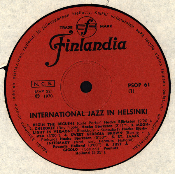 Various - International Jazz In Helsinki (Vinyl, LP, Compilation) Very Good Plus (VG+) / Very Good (VG)