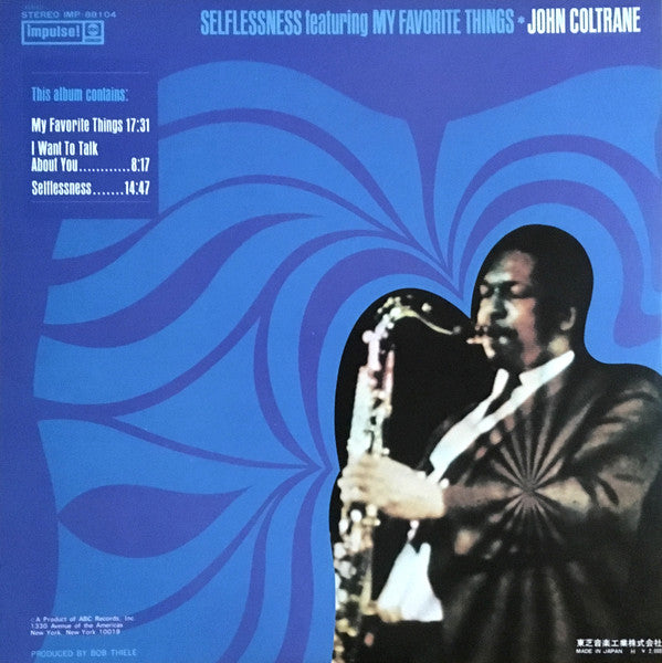 John Coltrane - Selflessness Featuring My Favorite Things (Vinyl, LP, Album, Reissue, Stereo) Good Plus (G+) / Very Good (VG)