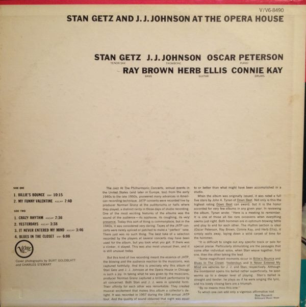 Stan Getz - At The Opera House (Vinyl, LP, Album, Stereo, Reissue)