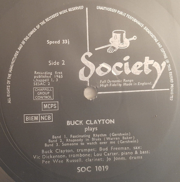 Buck Clayton - Buck Clayton Plays (Vinyl, LP, Album, Mono) Very Good (VG) / Very Good (VG)