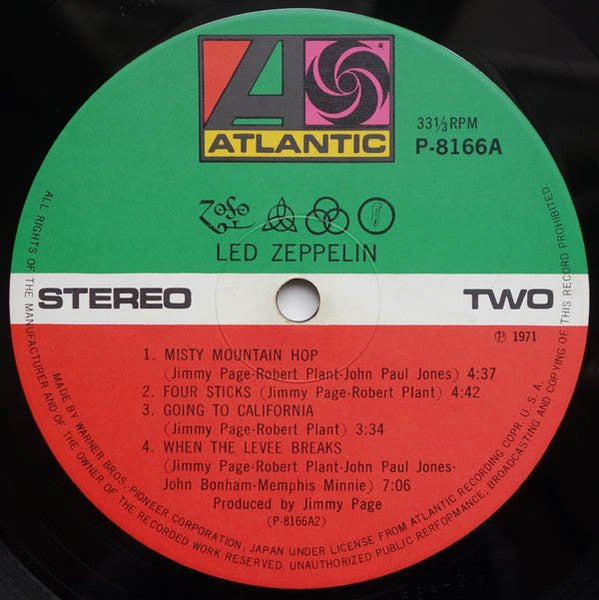 Led Zeppelin - Untitled = Led Zeppelin IV (Vinyl, LP, Album, Stereo) Very Good (VG) / Very Good Plus (VG+)