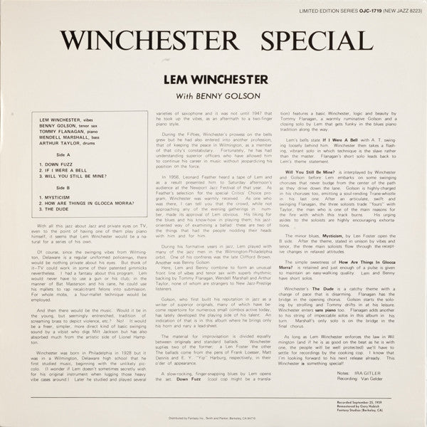 Lem Winchester - Winchester Special (Vinyl, LP, Album, Stereo, Reissue, Remastered, Limited Edition) Near Mint (NM or M-) / Near Mint (NM or M-)