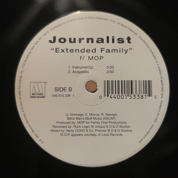Journalist - Extended Family (Vinyl, 12", 33 ⅓ RPM) Very Good Plus (VG+) / Very Good Plus (VG+)