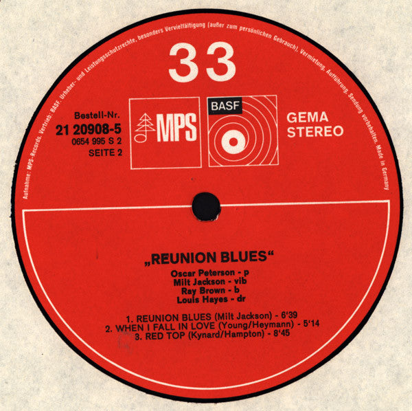 Oscar Peterson - Reunion Blues (Vinyl, LP, Album, Stereo) Very Good Plus (VG+) / Very Good Plus (VG+)