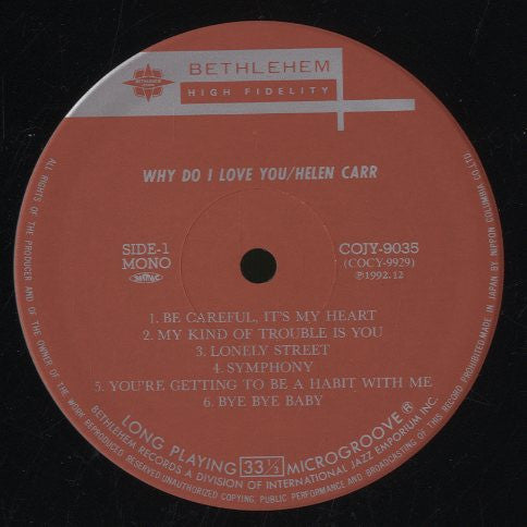 Helen Carr - Why Do I Love You (Vinyl, LP, Album, Limited Edition, Reissue, Mono) Near Mint (NM or M-) / Very Good (VG)