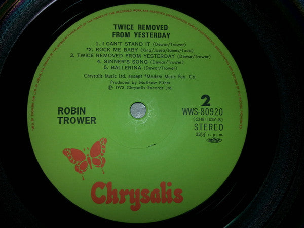 Robin Trower - Twice Removed From Yesterday (Vinyl, LP, Album, Reissue) Very Good Plus (VG+) / Very Good (VG)