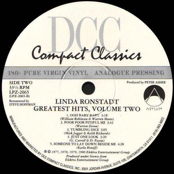 Linda Ronstadt - Greatest Hits Volume Two (Vinyl, LP, Compilation) Mint (M) / Very Good Plus (VG+)